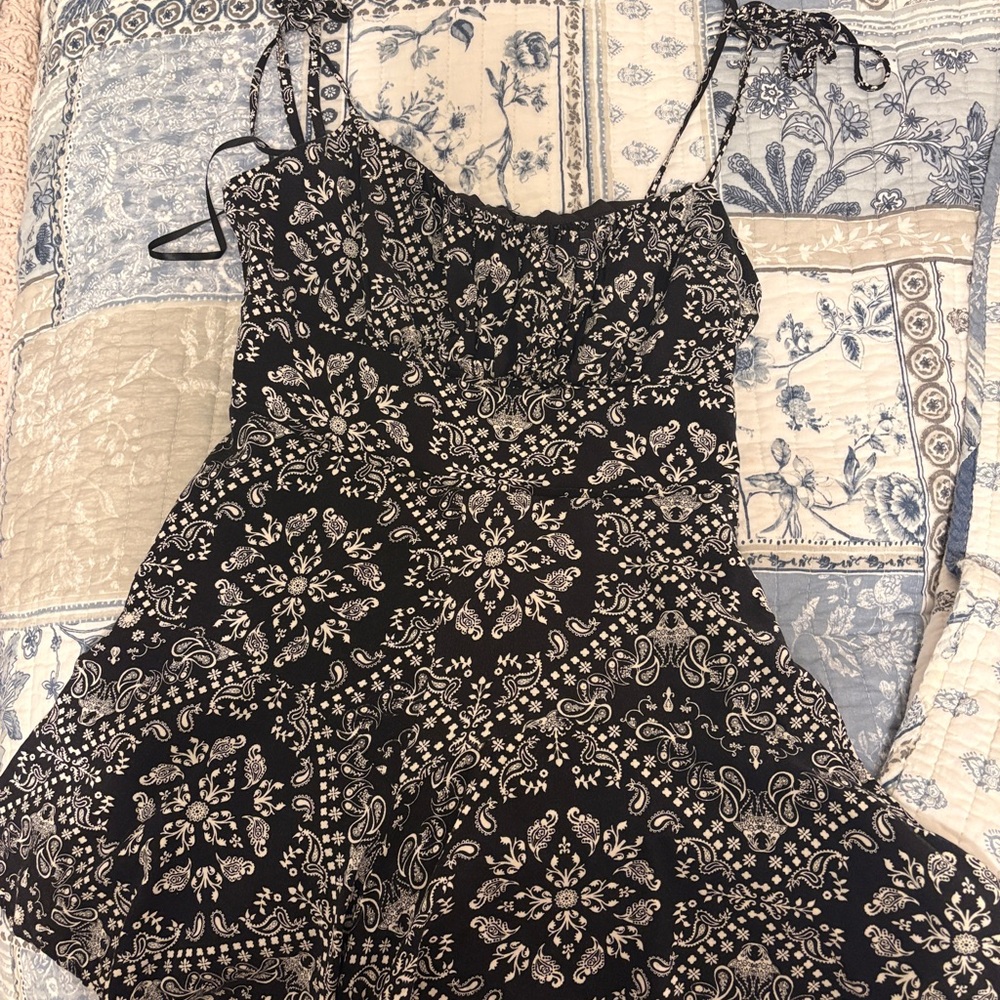 Black and White Floral Romper
